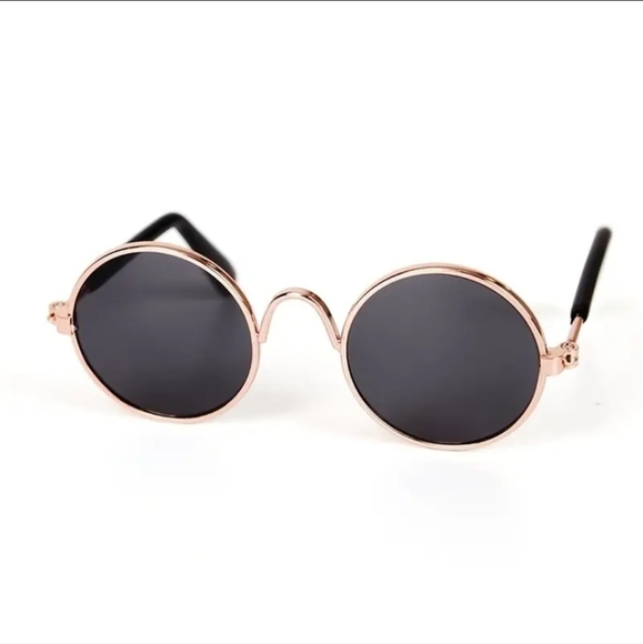🍄Gold Wireframe Round Retro Cat / Pet Sunglasses - Picture 2 of 6